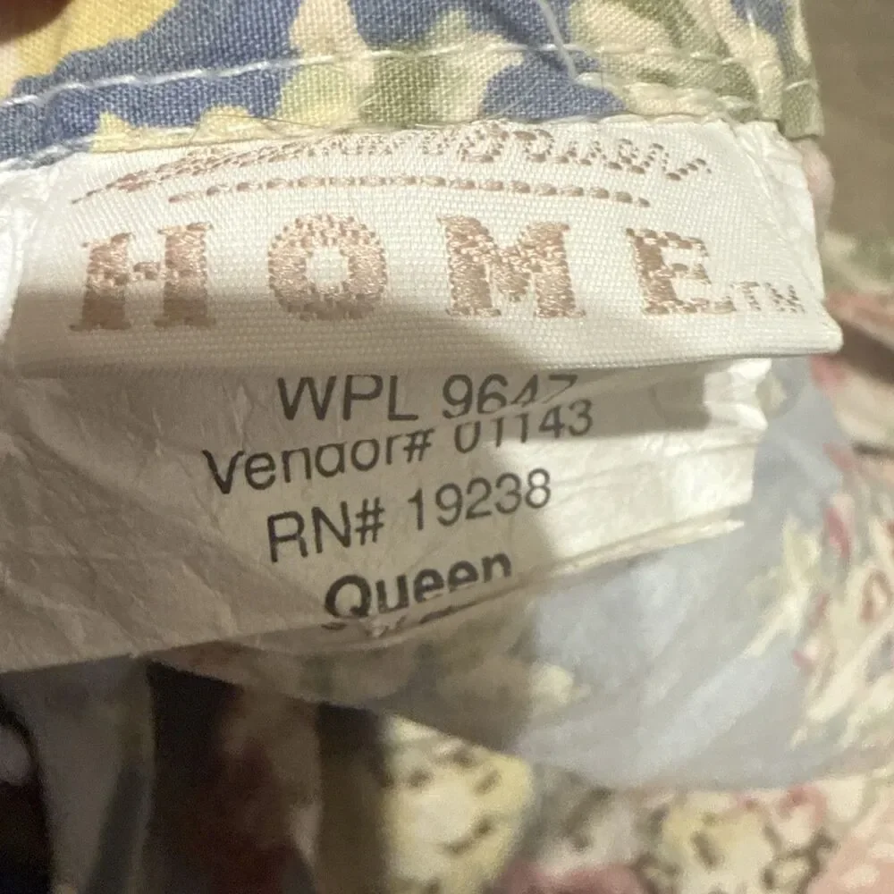Eddie Bauer Home Queen Floral Cottage Rose Blue Pink Duvet Cover
